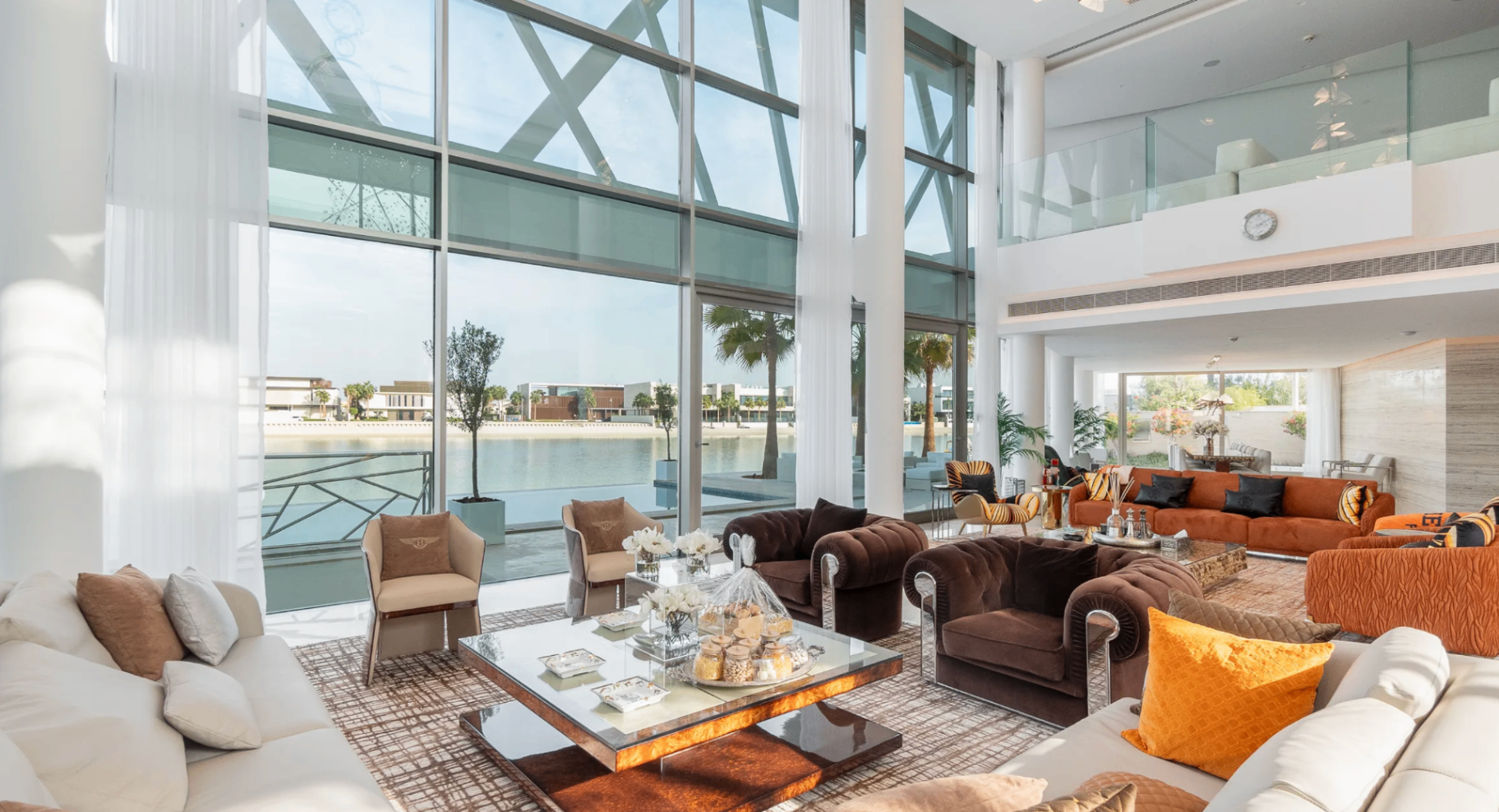 Palm Jumeirah frond villa lounge with Bentley Home interiors