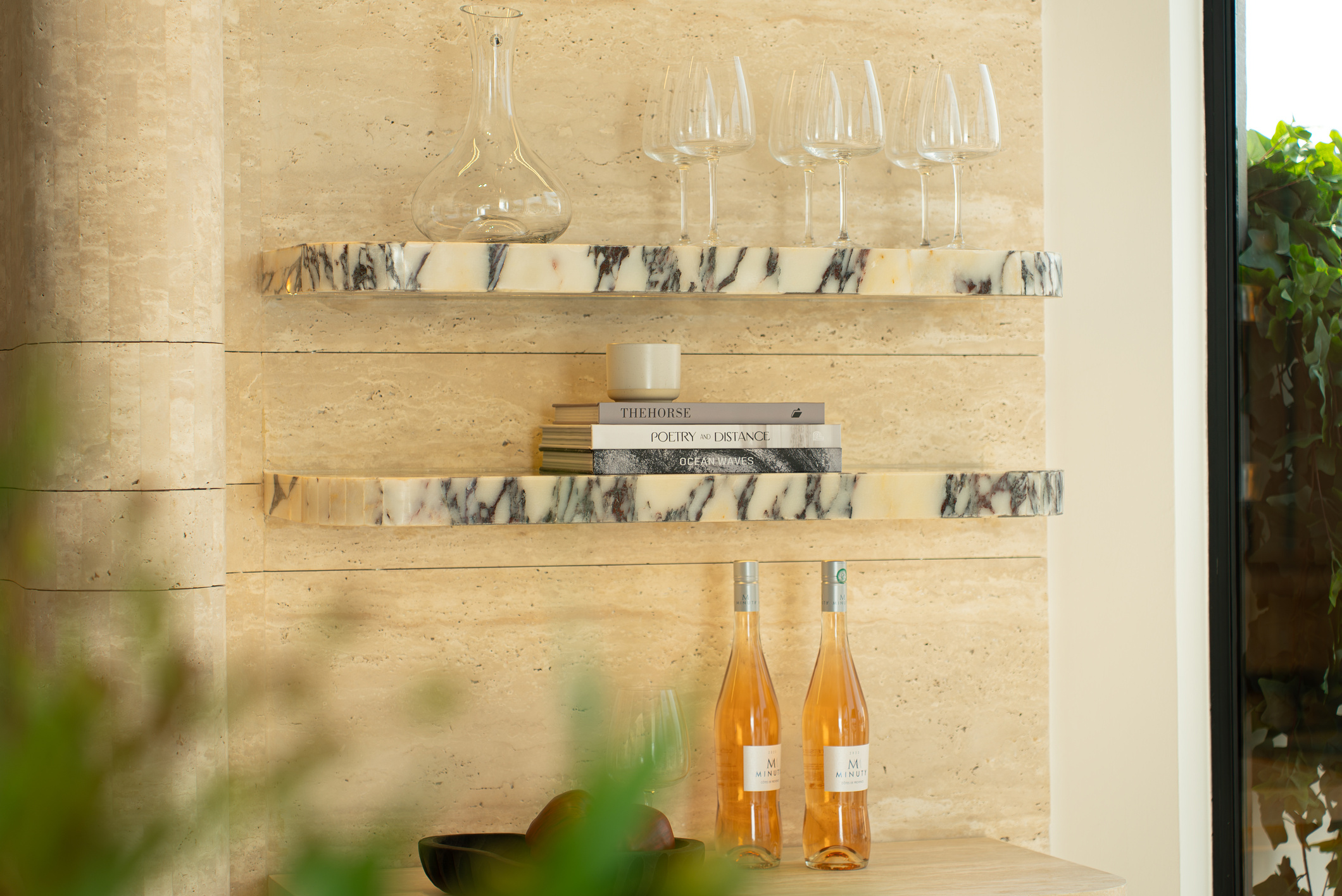 Marble wine niche