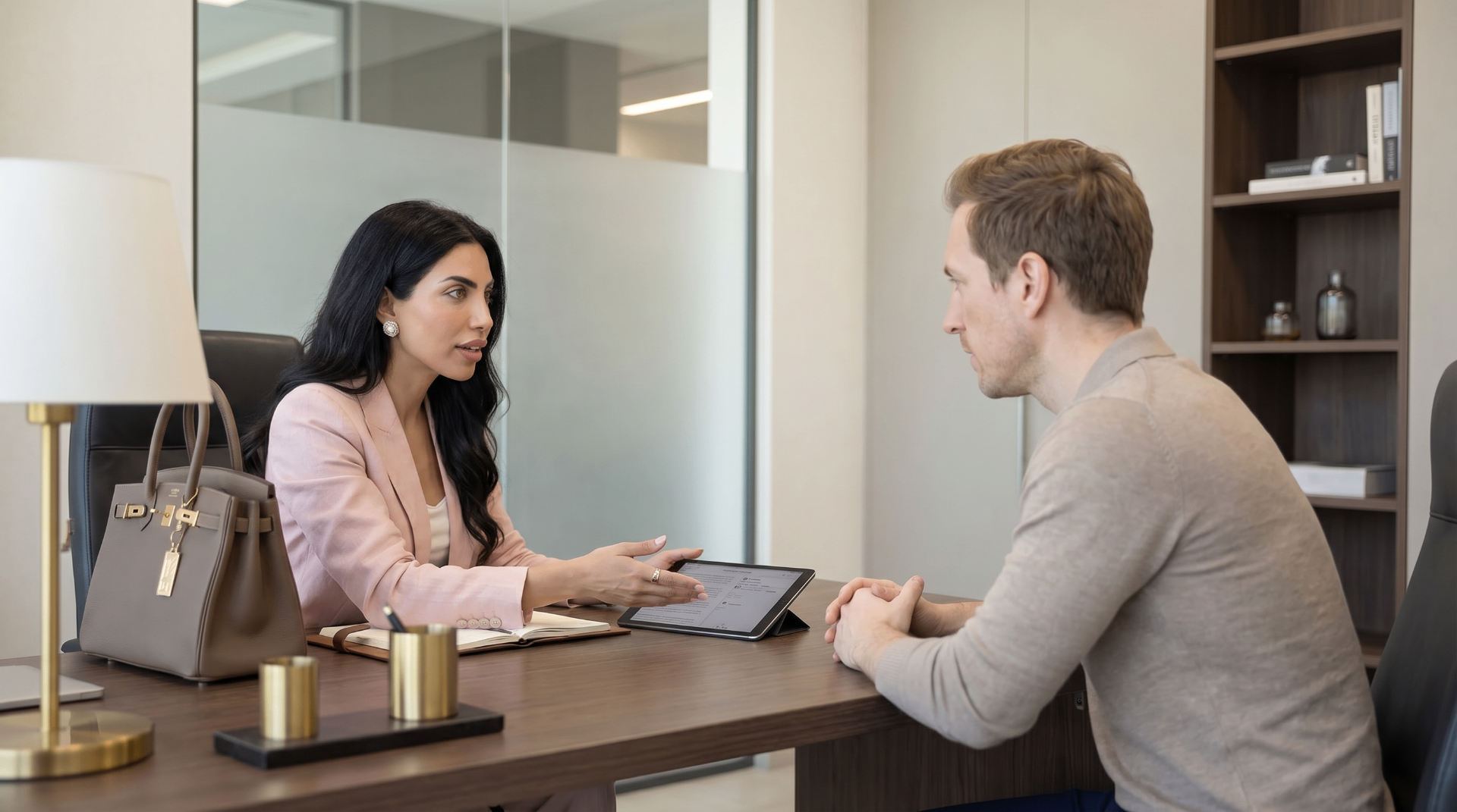 Aumra mortgage advisor in consultation with a client